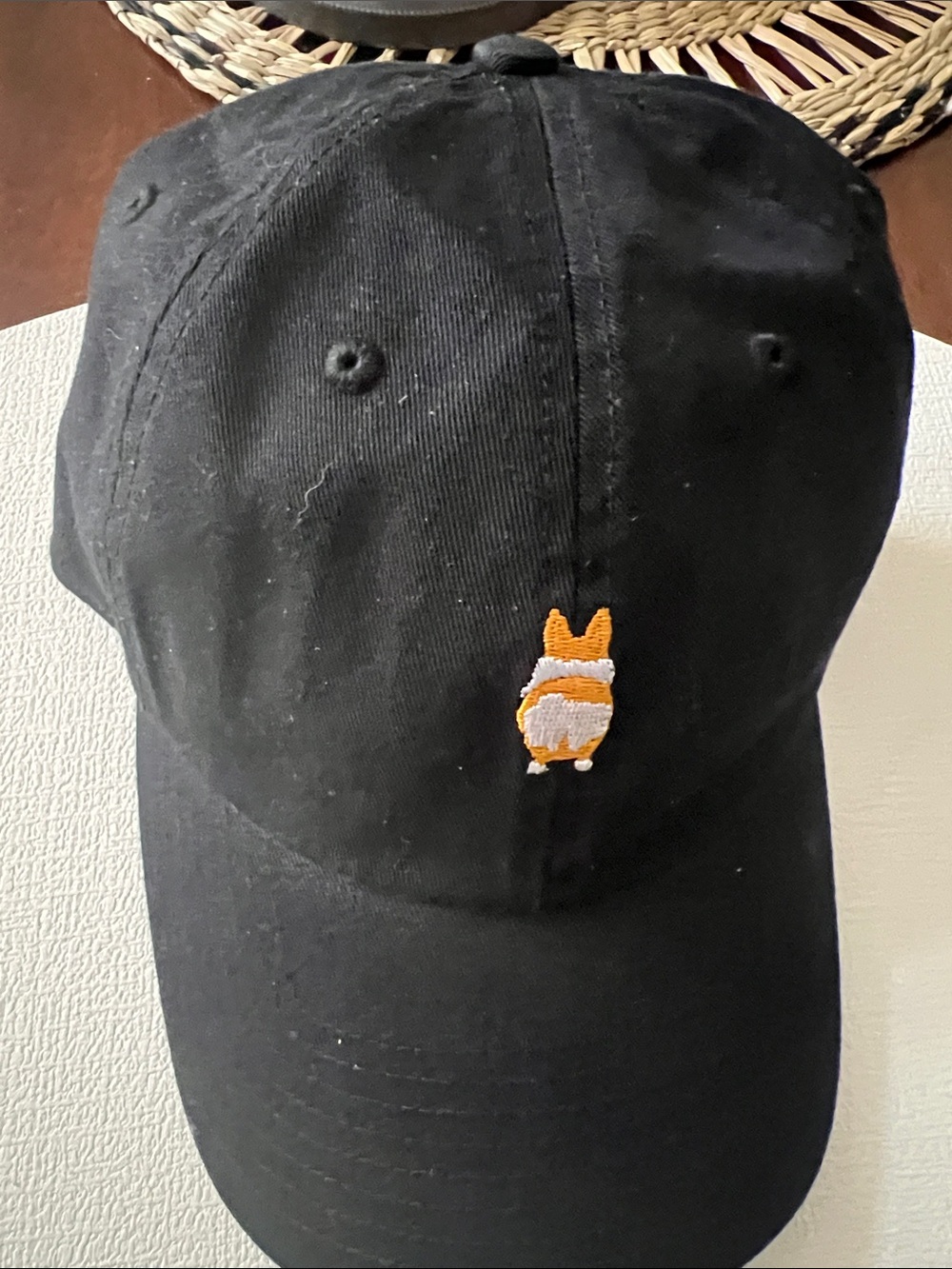 Black Corgi Embroidered Baseball Cap